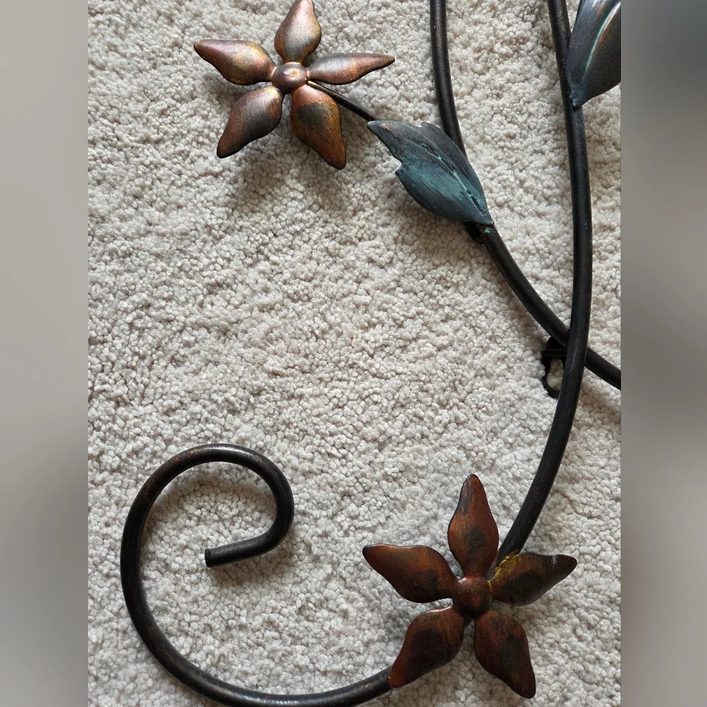 Floral Metal Wall Art Decor in Black and Brown - Picture 4 of 4